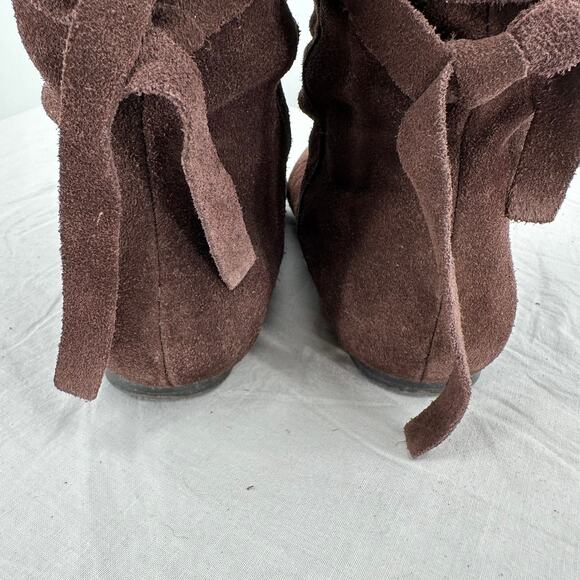 Steve Madden Womens Suede Scrunch Boots Size 7 Leather‎ Brown Mid Calf Pull On - Picture 5 of 9
